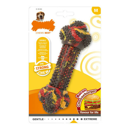 Jouet pour chien strong chew bacon fromage hamburgers caoutchouc taille m