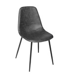 Chaise de table grise effet vieilli et pieds en métal noir