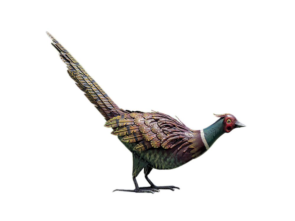 Faisan décoratif stylisé en acier pour jardin