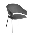 Chaise fauteuil de table en velours gris et pieds en métal noir