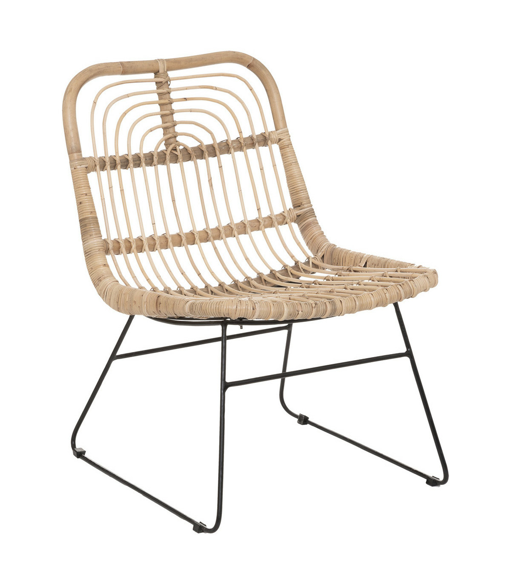 Fauteuil en rotin et métal h 80 cm
