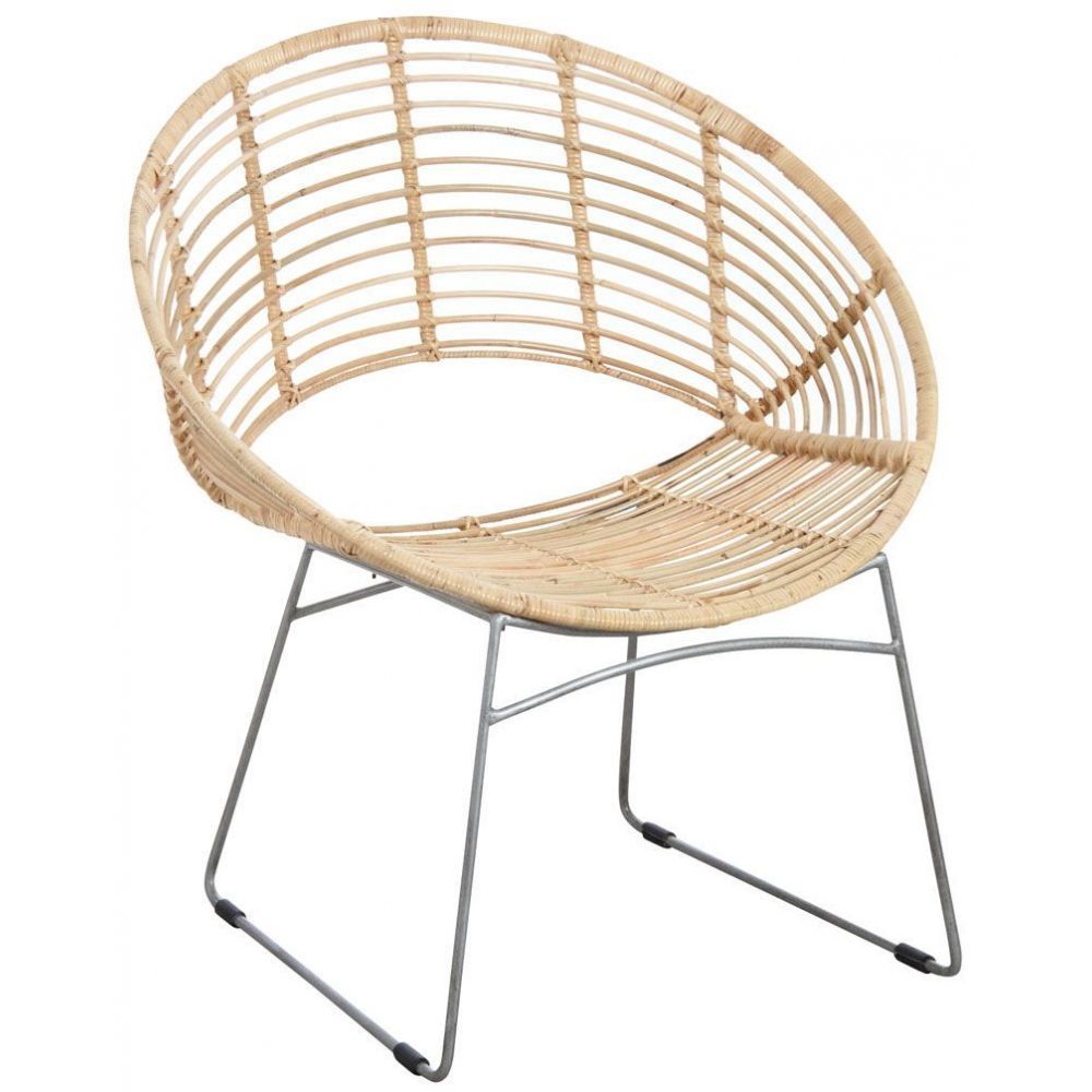 Fauteuil rond en métal et rotin naturel | Truffaut