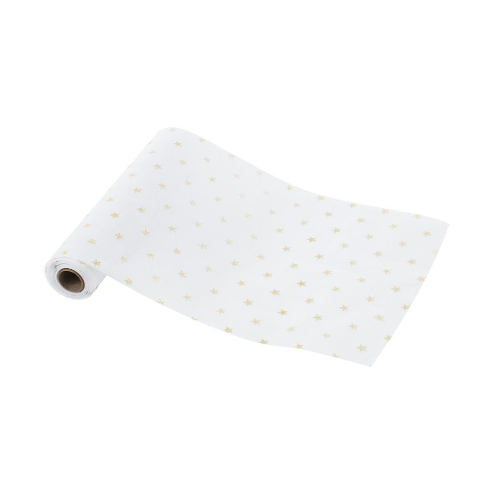 Chemin De Table Non-Tissé 17,5cm X 25m - Motif Floral Doré Pour Mariage Et Événements