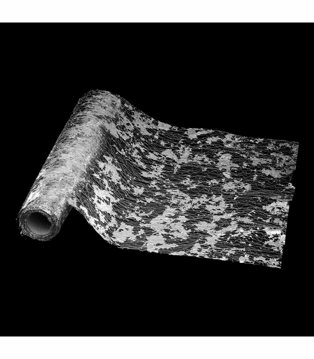 Chemin de table maillage argent et déco argenté 28 x 500 cm