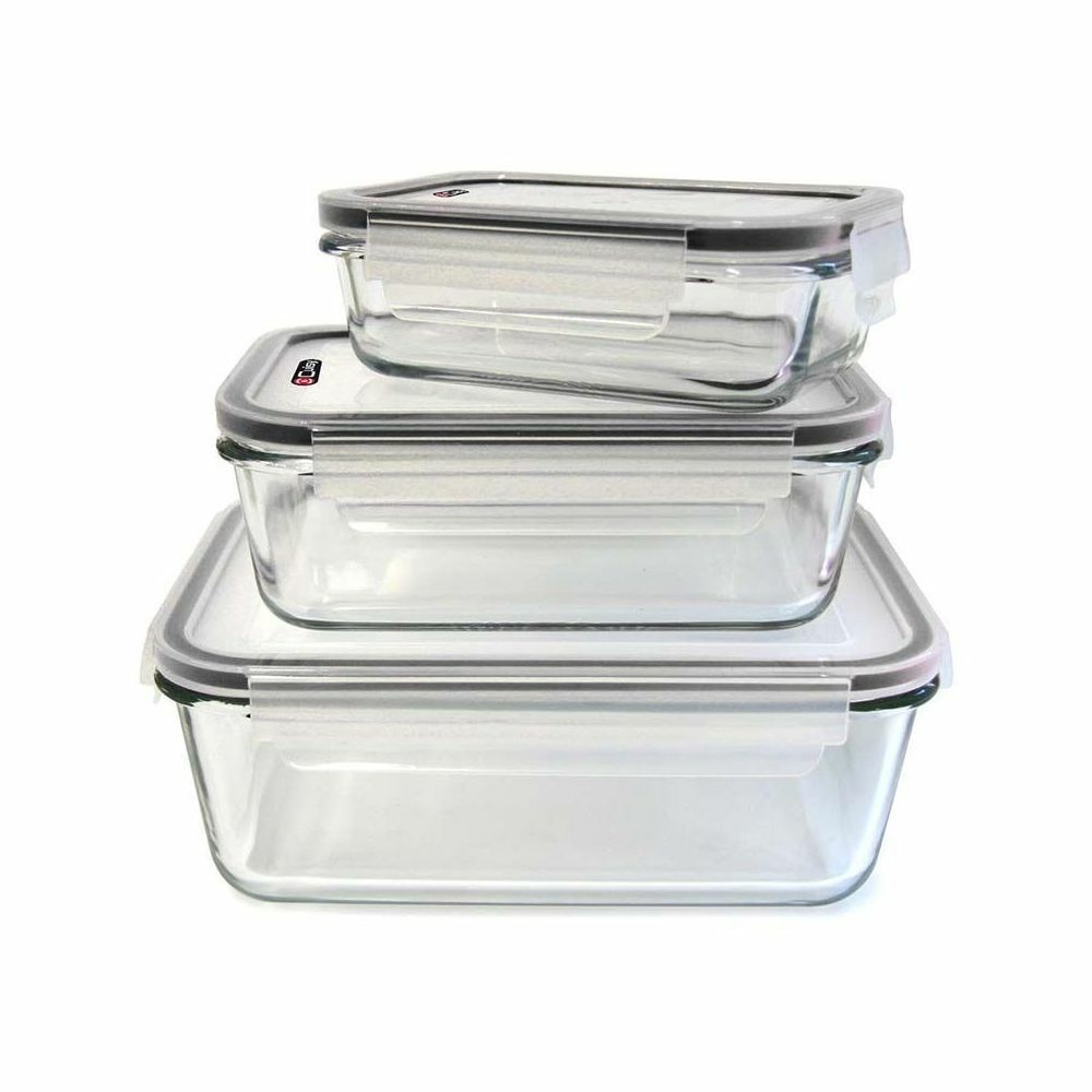 Plats à four en verre avec couvercles hermétiques (lot de 3)