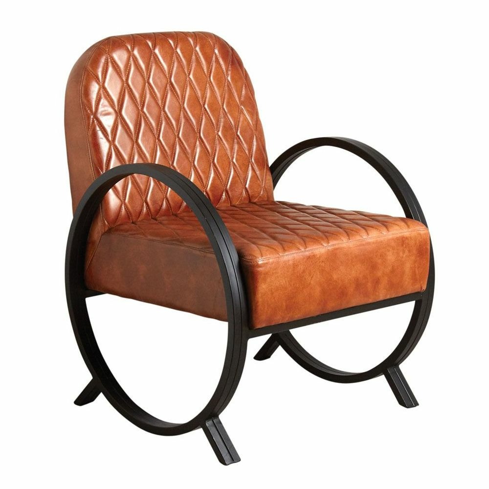 vidaXL Fauteuil Cuir Véritable avec Bois d'Acacia Marron Salle de Séjo