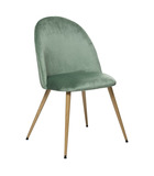 Chaise de table en velours vert céladon et pieds en métal
