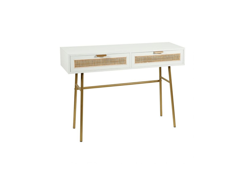 Console 2 tiroirs bois elsa blanc