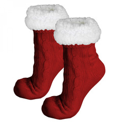 Paire de chaussettes, chaussons polaires mixtes - taille 35-39 - rouge