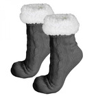 Paire de chaussettes, chaussons polaires mixtes - taille 40-45 - gris