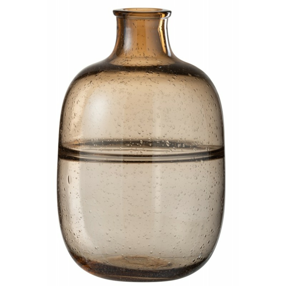 Vase avec goulot et anneaux en verre marron 24x24x35 cm Truffaut