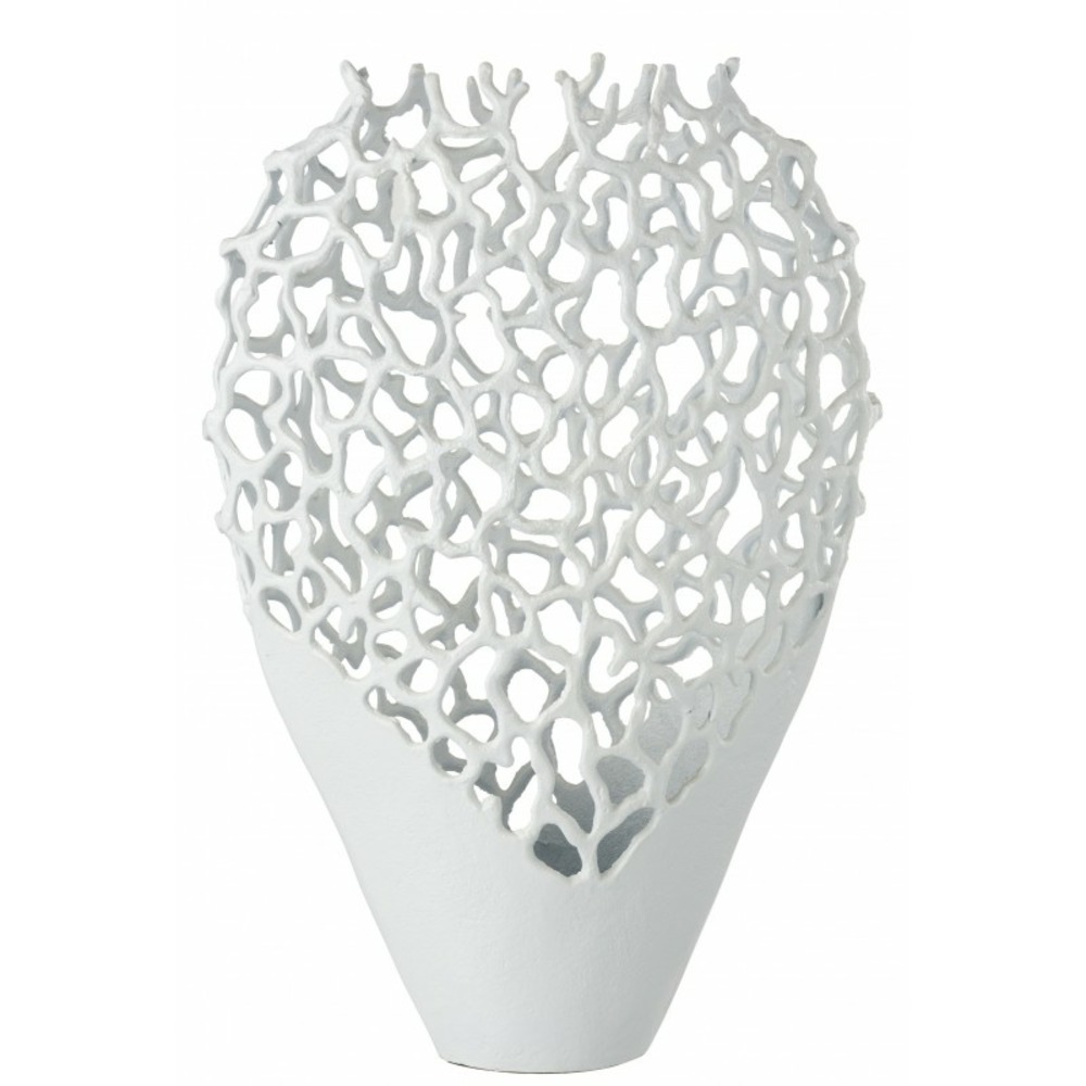Vase corail en métal blanc 33x18x51 cm