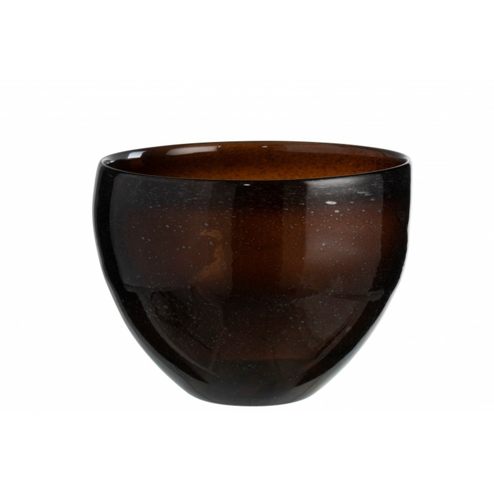Vase rond bulles verre marron fonce