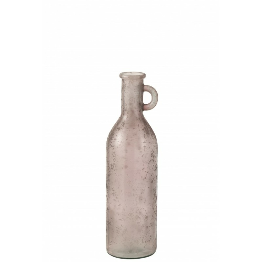 Vase bouteille en verre rose 14x14x50 cm