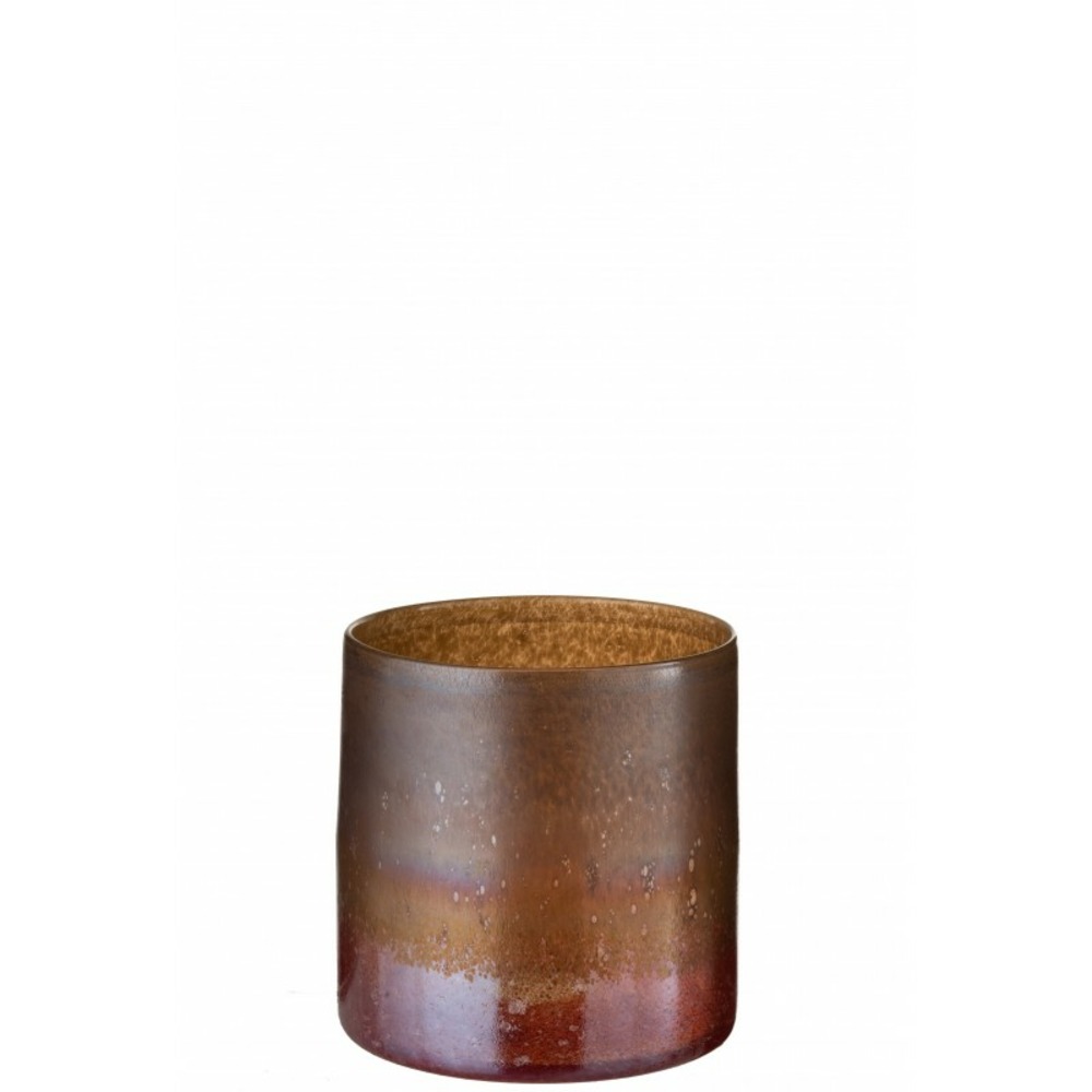 Vase cylindrique verre bordeaux/ocre