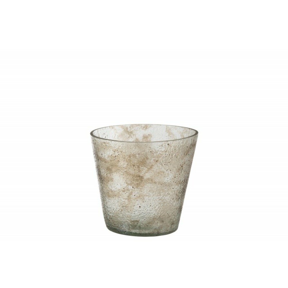 Vase rugueux conique verre transparent/sable small