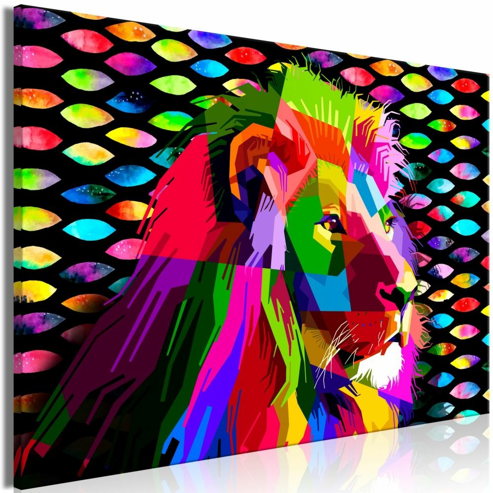 Tableau - rainbow lion (1 part) wide 120x80 cm