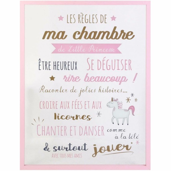 Cadre enfant les règles de ma chambre