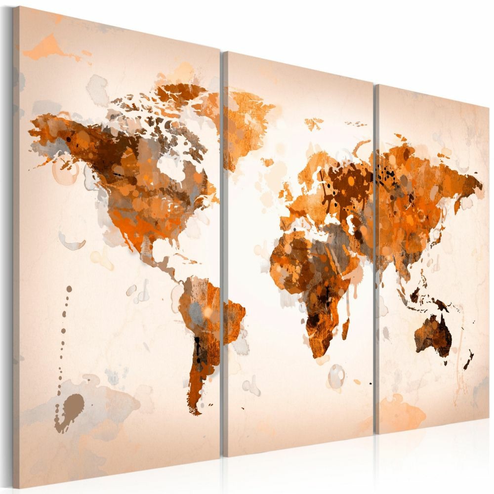 Tableau - map of the world - desert storm - triptych 60x40 cm