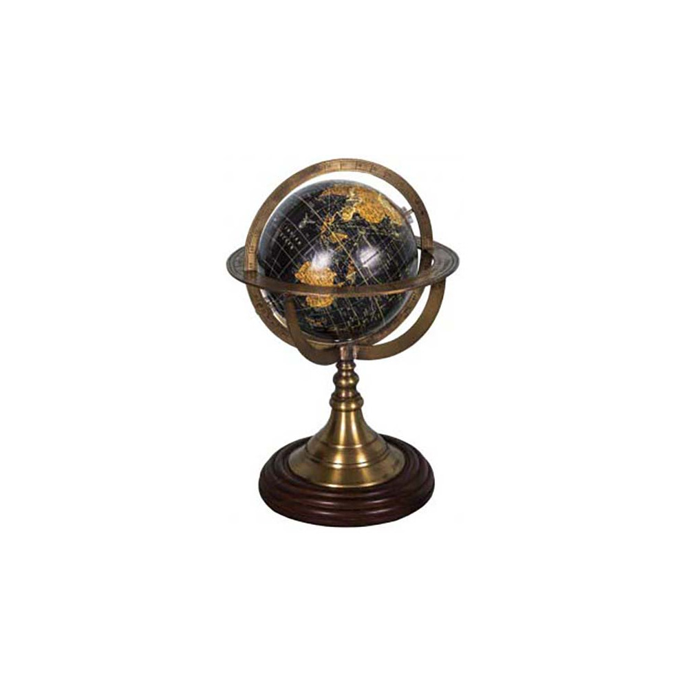 Globe Terrestre Décoratif ANTÉVIA – 13 Cm De Diamètre, Pied En Manguier, Rapporteur Métal Effet Bronze - 2