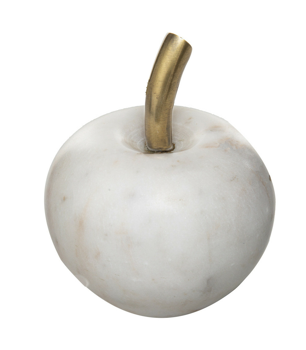 Pomme décorative en marbre et métal doré d 11 x h 13 cm