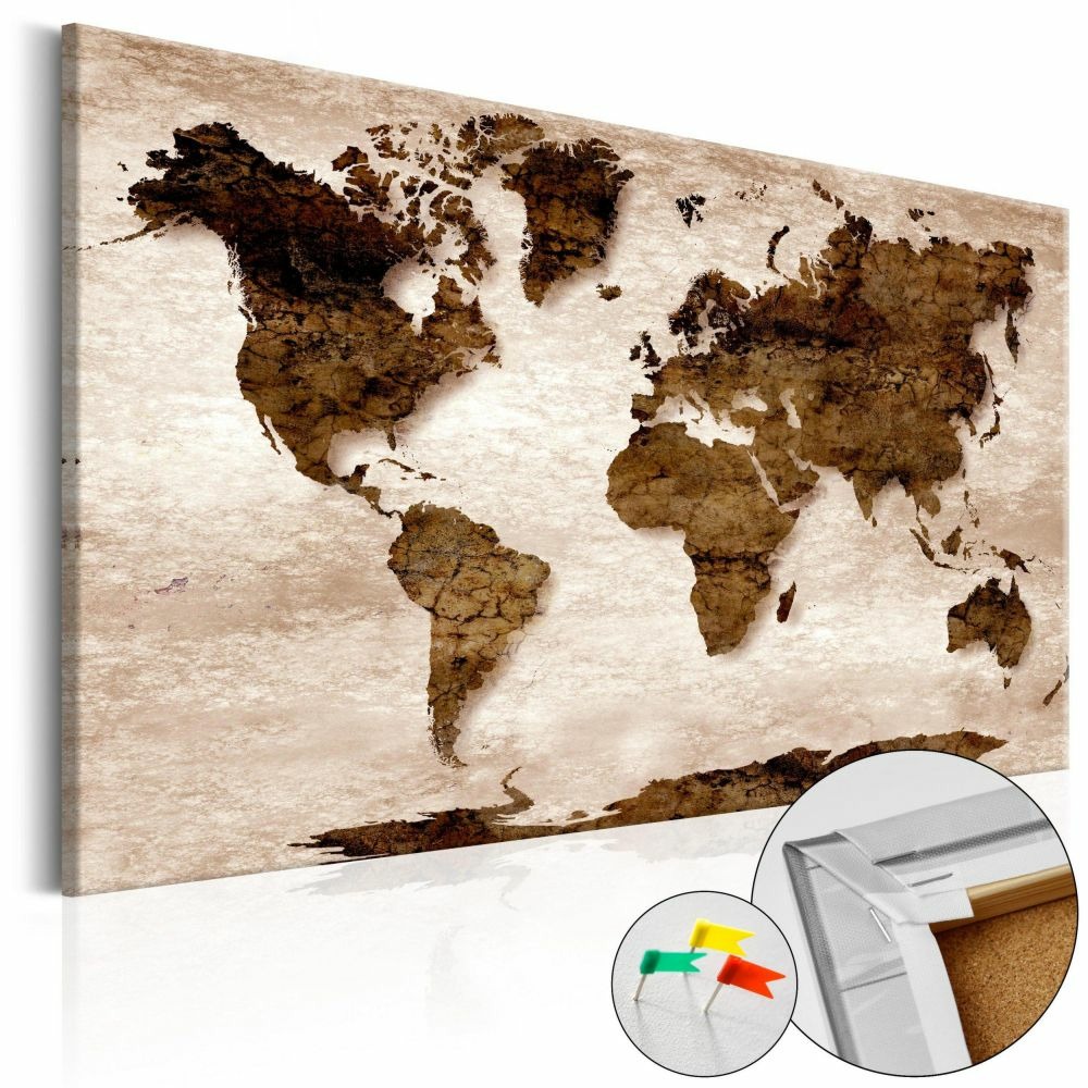 Tableau en liège - the brown earth [cork map] 60x40 cm