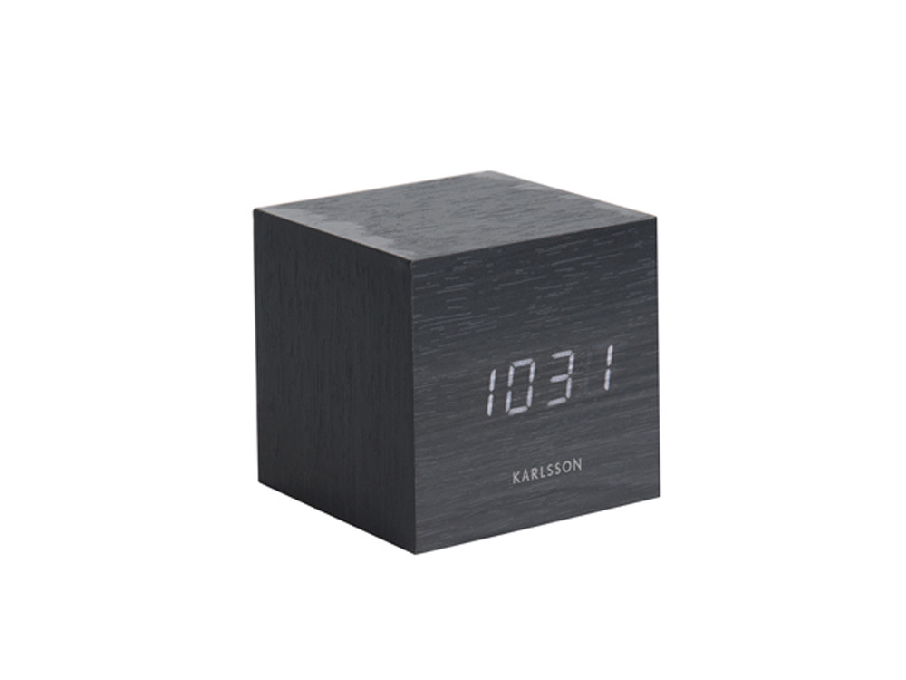 Réveil cube lumineux en bois blanc, Réveil cube en bois avec affichage Led