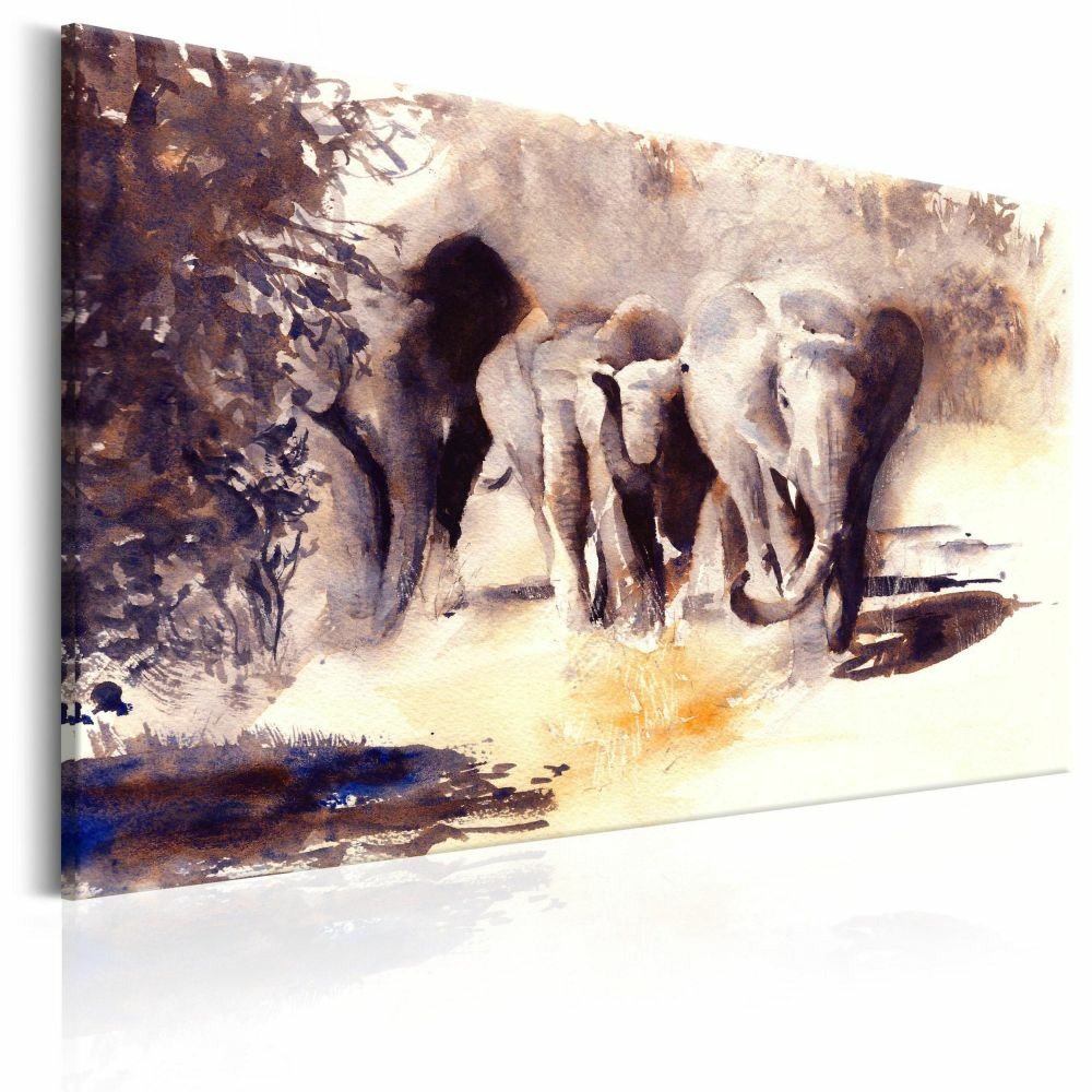Tableau - watercolour elephants 90x60 cm