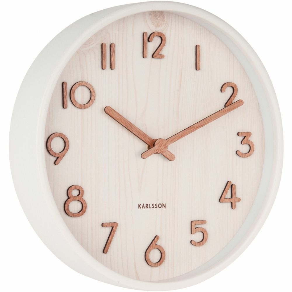 Horloge en bois pure 22 cm blanc