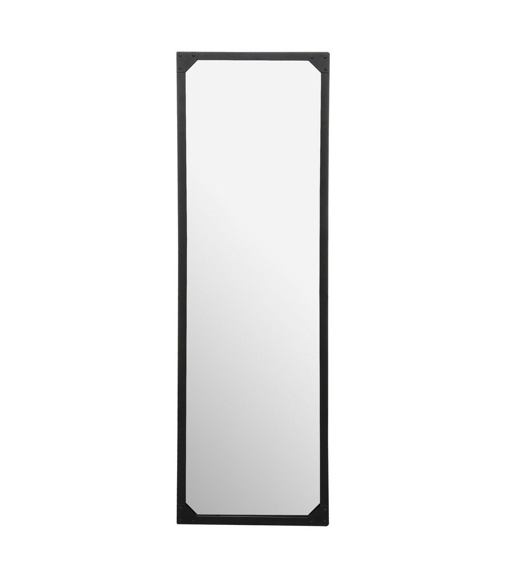 Miroir mural rectangle en métal noir style industriel 45 x 150 cm
