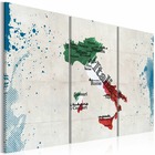 Tableau - carte de l'italie - triptyque 120x80 cm