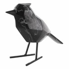 Oiseau en résine noir effet marbre origami grand modèle