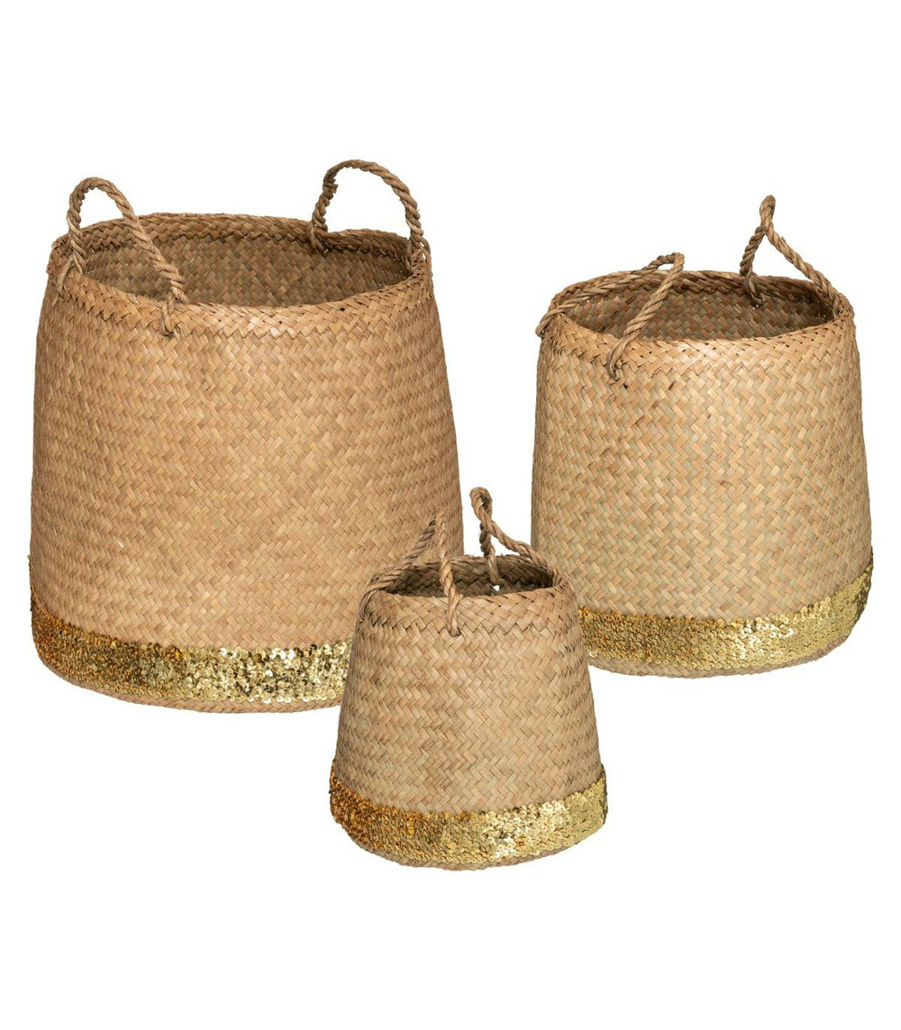 Set de 3 paniers de rangement rond avec sequins