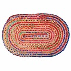 Tapis ovale coloré en jute et coton india 90 x 60 cm