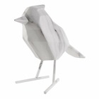 Oiseau en résine blanc effet marbre origami grand modèle