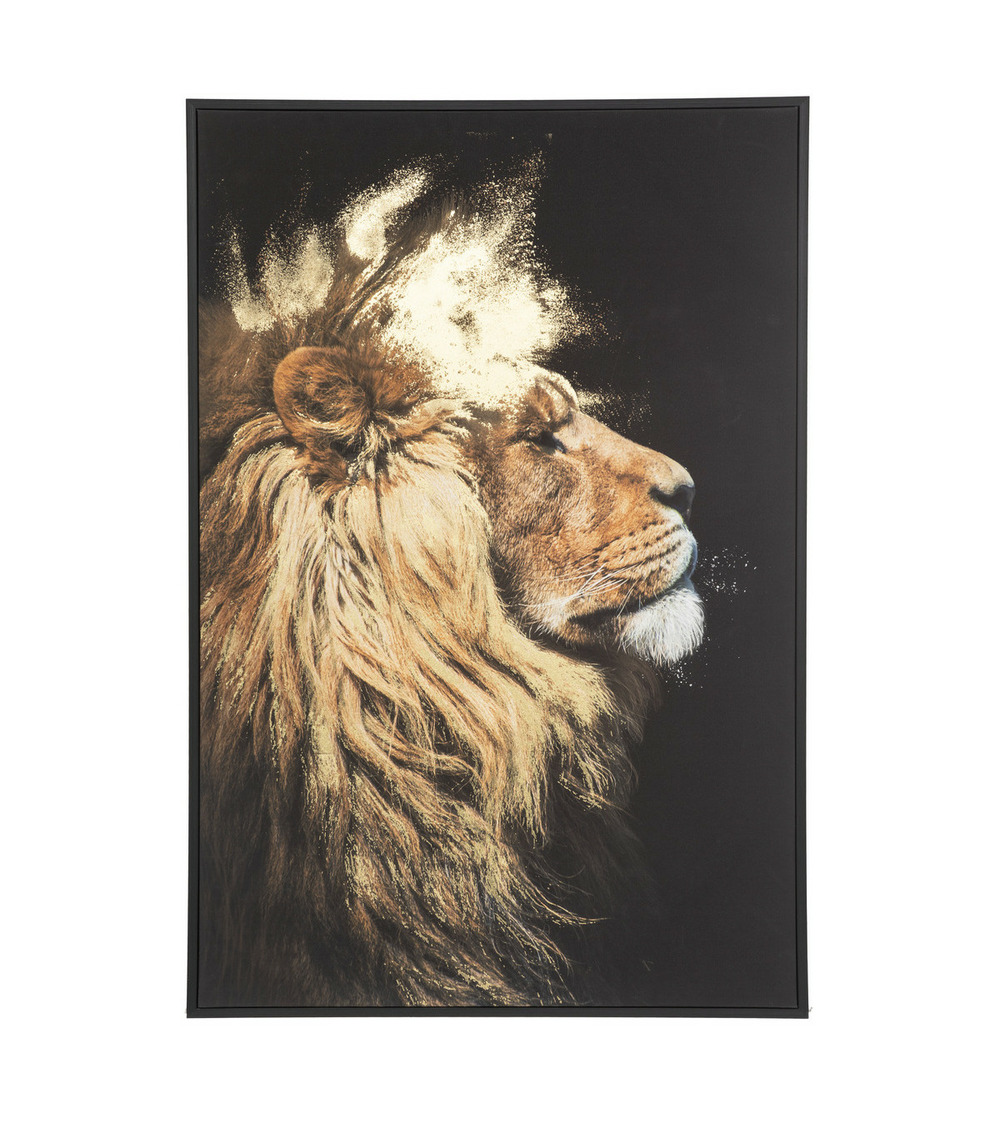 Tableau toile murale imprimée et encadrée lion 60 x 90 cm