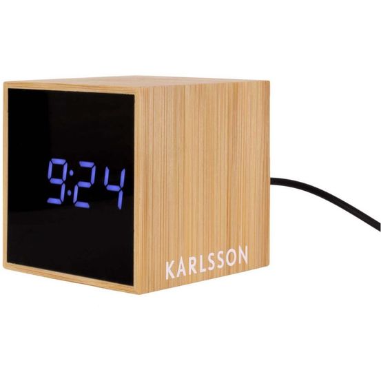Réveil en bambou mini cube