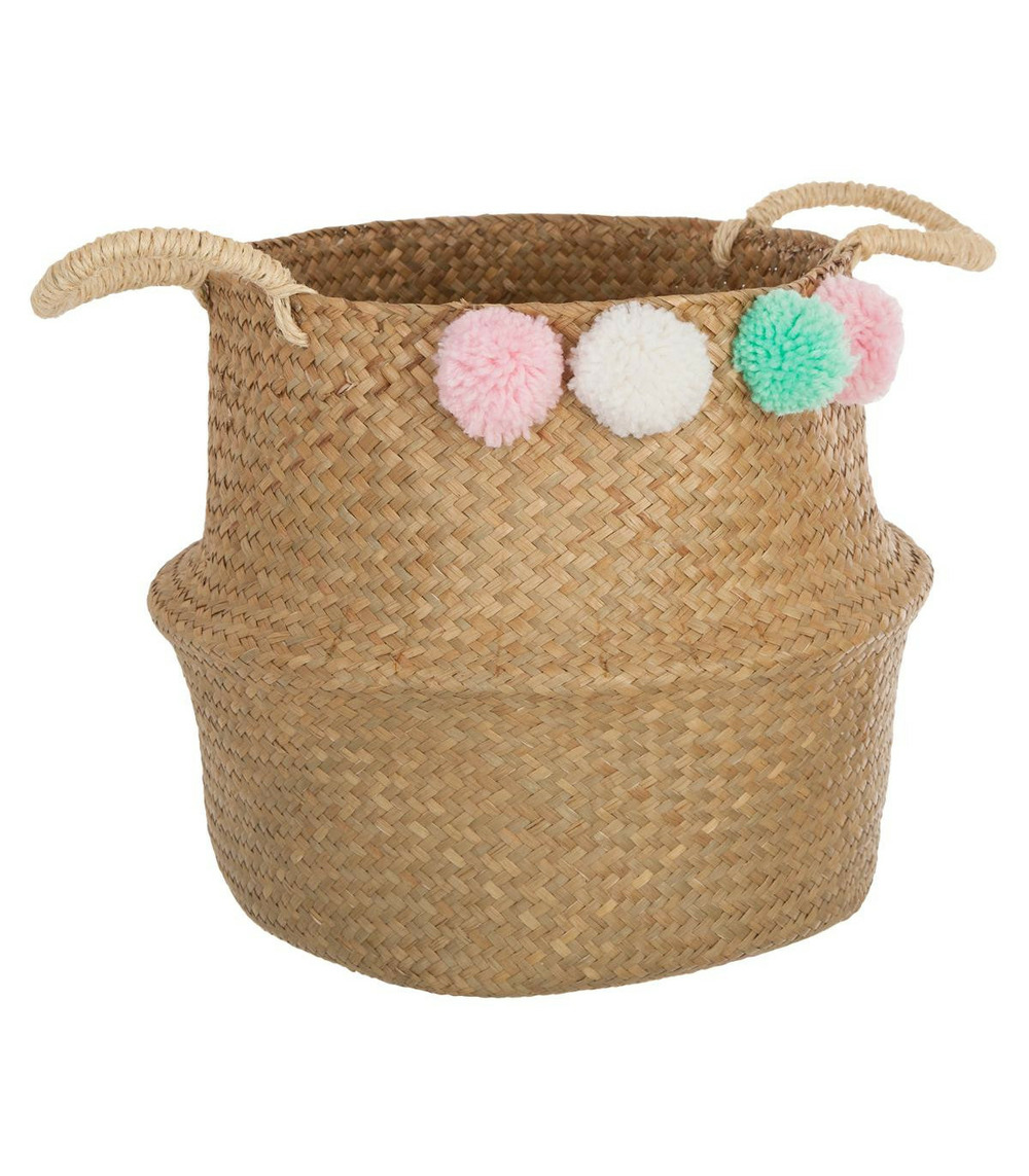Panier de rangement avec pompons chambre enfant
