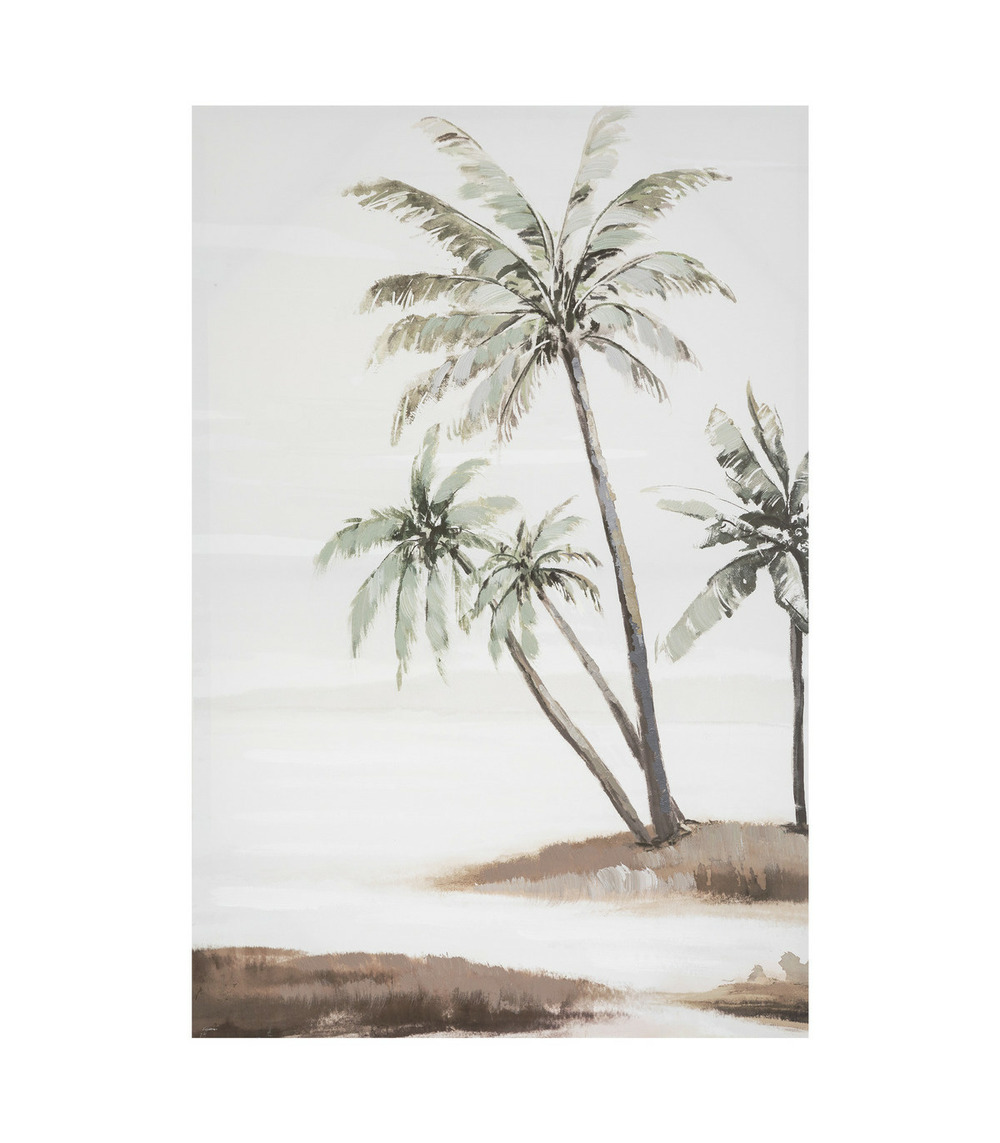 Tableau toile murale peinte palmier 60 x 90 cm