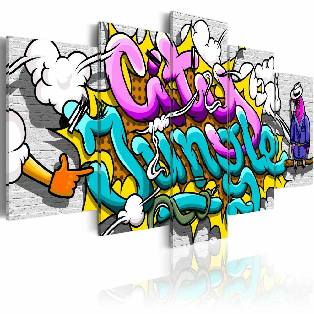 Tableau - graffiti: city jungle 200x100 cm