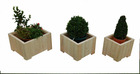 3 bacs à fleurs carré "wels" - 40x40, 45x45 et 57x57 cm - nature avec rainures