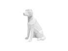 Statue décorative chien assis origami en polyrésine - blanc - 23,3 x 12,8 x 25,4