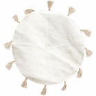 Tapis rond en coton pompons 90 cm blanc cassé