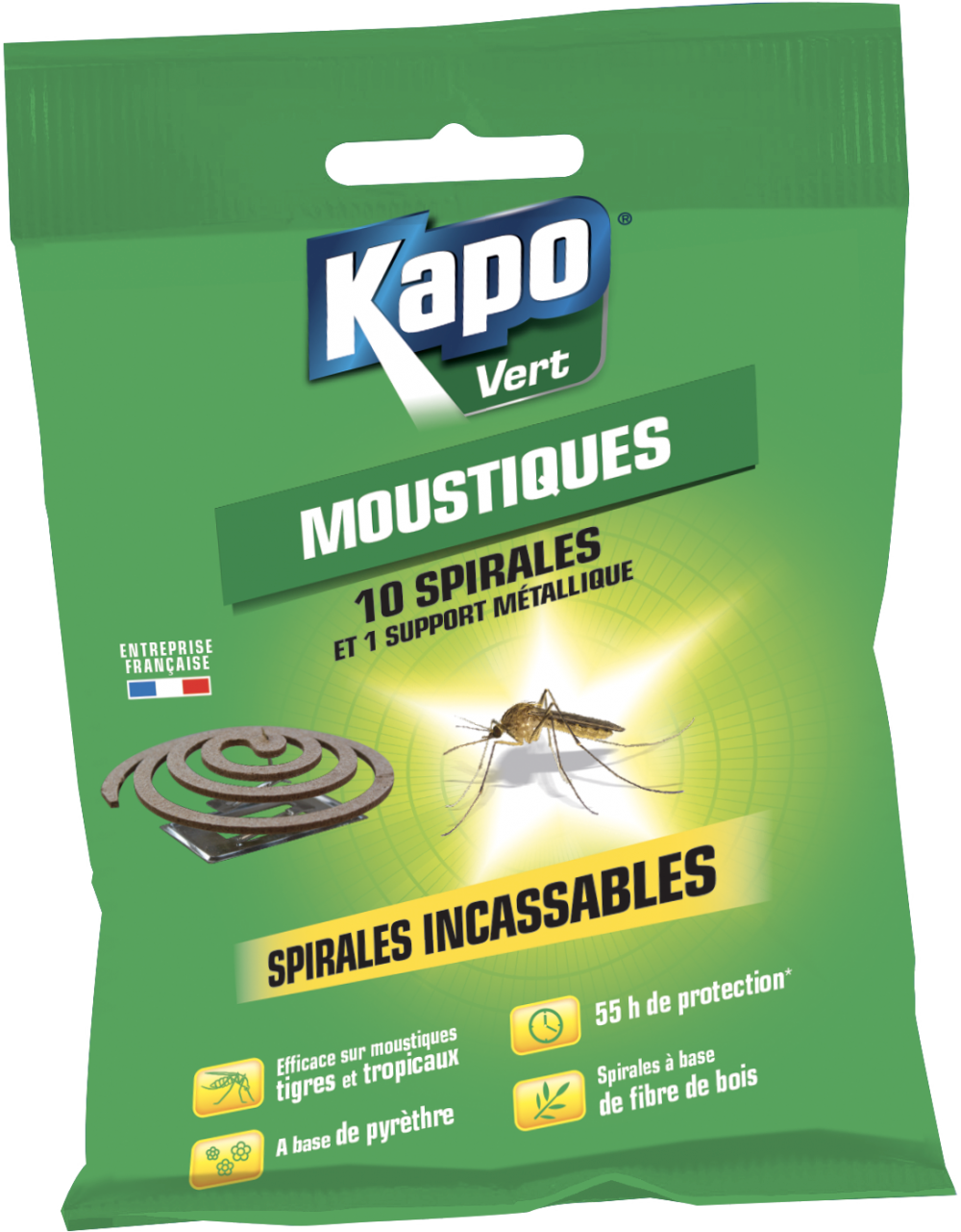 Spirale antimoustiques kapo, 10 spirales de 6 gr