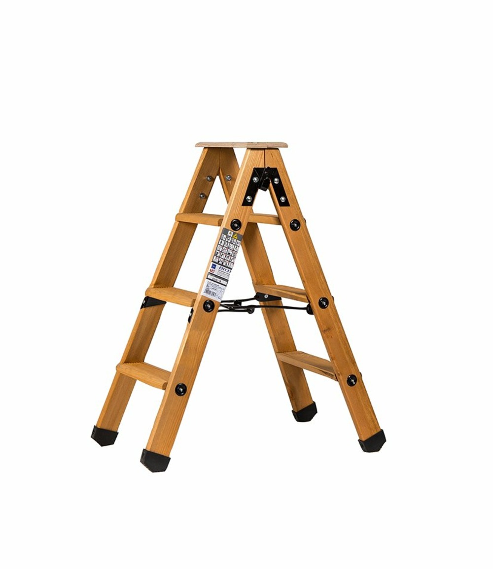 Escabeau double accès bois 2x3 marches + tablette - hauteur de travail 2,25m