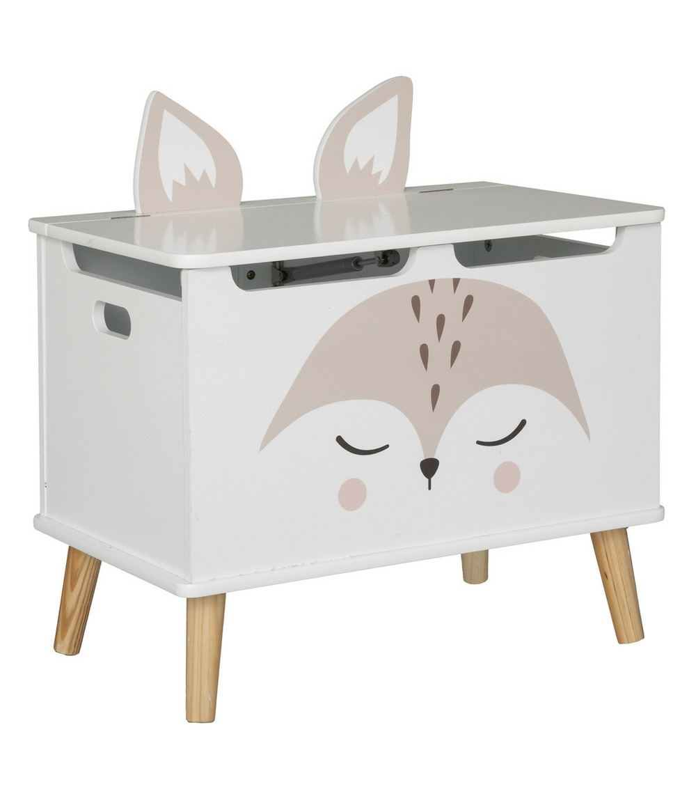 Coffre à jouets renard en bois blanc 53 x 54.5 cm