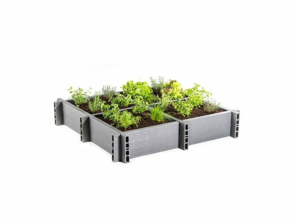 Carré potager ecolat gris l.120 x l.120 x h.22 cm