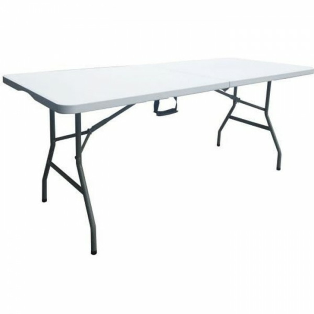 Table de réception traiteur pliante - 8 personnes - 180x74xh73,5 cm - structure en acier et plateau en polyéthylene pehd - blanc