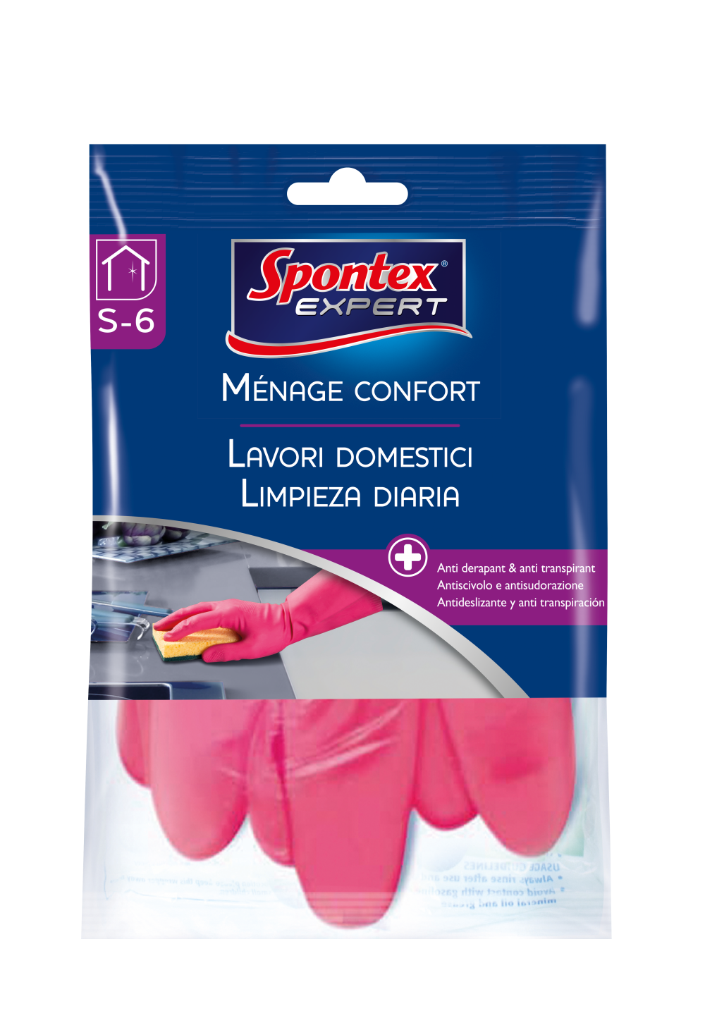 Gants ménage confort spontex expert, taille m