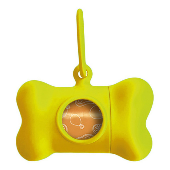 Distributeur de sacs pour animaux domestiques bon ton neon chien jaune (8 x 4,2 x 5 cm)
